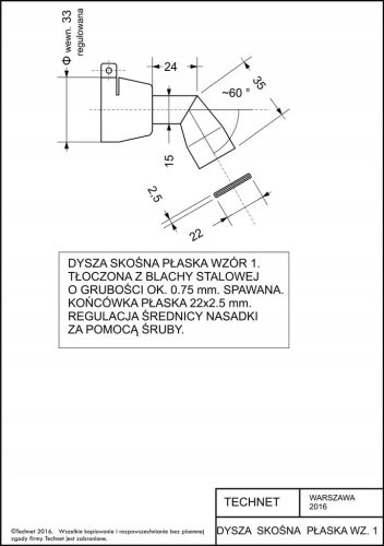 DYSZA SZCZELINOWA 20mm 60° DO PLANDEK PCV MEMBRAN DACH LEISTER STEINEL HERZ