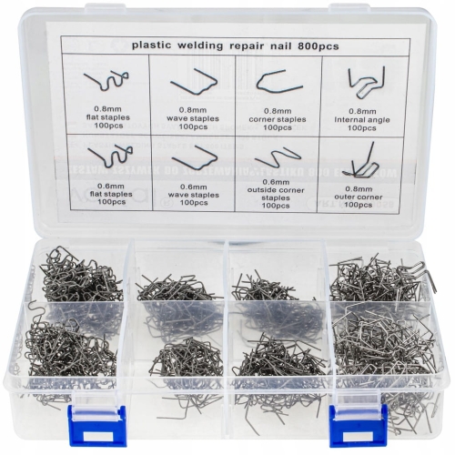 ZSZYWKI 800 szt DO ZSZYWARKI DO PLASTIKU ZSZYWACZ ZESTAW 8 TYP + ORGANIZER