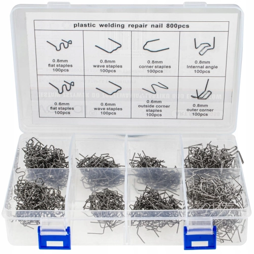 ZSZYWKI 800 szt DO ZSZYWARKI DO PLASTIKU ZSZYWACZ ZESTAW 8 TYP + ORGANIZER