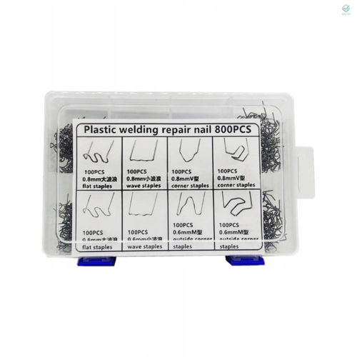 ZSZYWKI 800 szt DO ZSZYWARKI DO PLASTIKU ZSZYWACZ ZESTAW 8 TYP + ORGANIZER