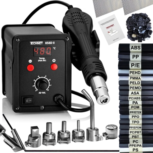 858D II SPAWARKA do PLASTIKU LUTOWNICA 20x PLASTIK 600g 8x DYSZA SIATKA