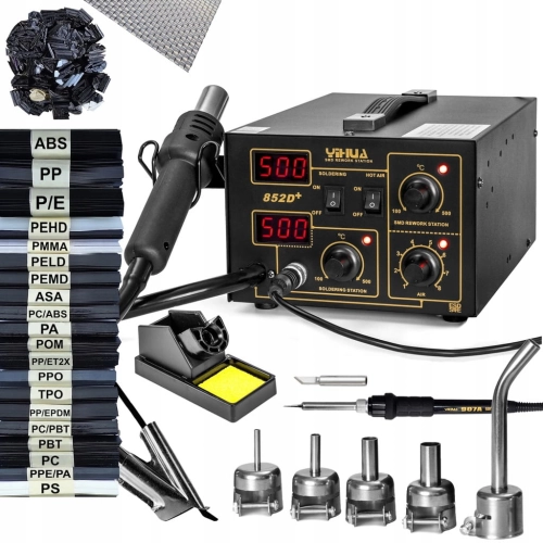 PROFESJONALNA SPAWARKA DO PLASTIKU ZGRZEWARKA 20x PLASTIK 6x DYSZE HQ 852D+