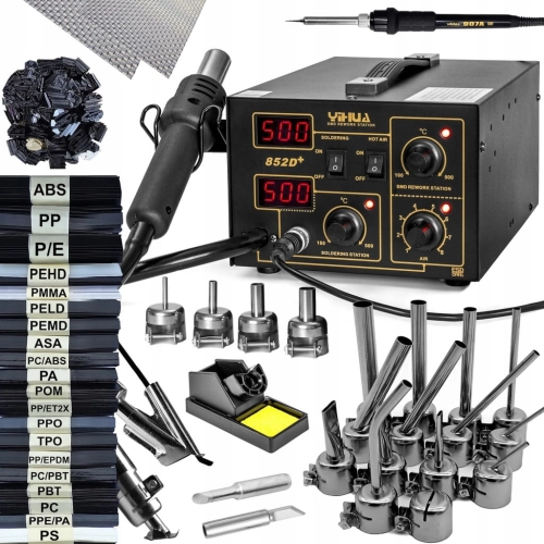 PROFESJONALNA MOCNA SPAWARKA do PLASTIKU 20 DYSZ 852D+ BUT ŻELAZKO